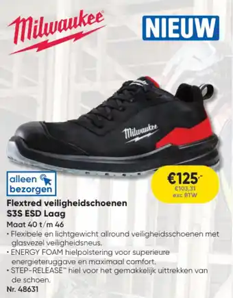 Toolstation Milwaukee Flextred veiligheidschoenen S3S ESD Laag aanbieding