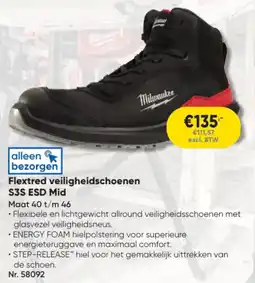 Toolstation Milwaukee Flextred veiligheidschoenen S3S ESD Mid aanbieding