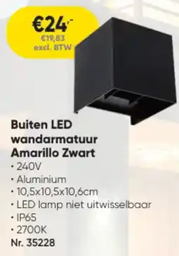 Toolstation Buiten LED wandarmatuur Amarillo Zwart aanbieding