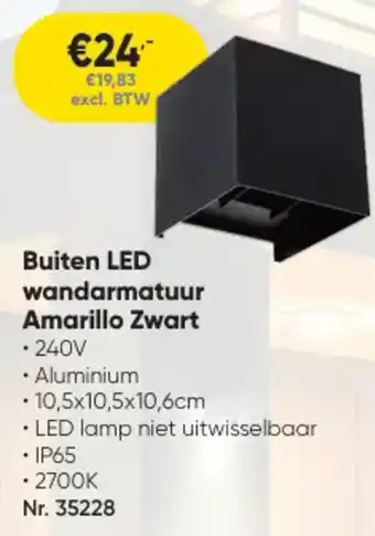 Toolstation Buiten LED wandarmatuur Amarillo Zwart aanbieding