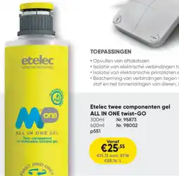 Toolstation Etelec twee componenten gel ALL IN ONE twist-GO aanbieding