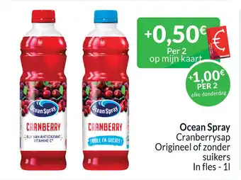 Intermarché Ocean Spray Cranberrysap Origineel of zonder suikers In fles aanbieding