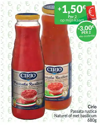 Intermarché Cirio Passata rustica Naturel of met basilicum aanbieding