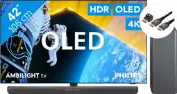 Coolblue Philips 42OLED809 - Ambilight (2024) + Philips TAB6309 + BlueBuilt Câble HDMI aanbieding