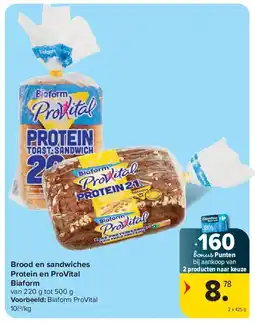 Carrefour Brood en sandwiches Protein en ProVital Biaform aanbieding