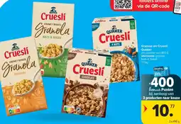 Carrefour Granola en Cruesli Quaker aanbieding