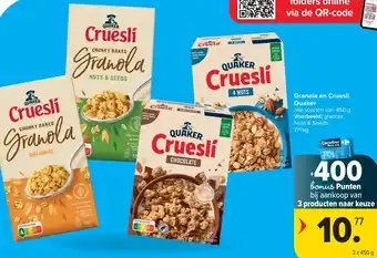 Carrefour Granola en Cruesli Quaker aanbieding