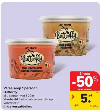 Carrefour Verse soep 1 persoon Butterfl y aanbieding