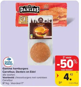 Carrefour Gamma hamburgers Carrefour, Danlers en Edel aanbieding