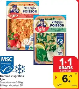 Carrefour Gamma visgratins Iglo aanbieding