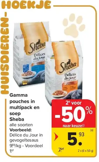 Carrefour Gamma pouches in multipack en soep Sheba aanbieding