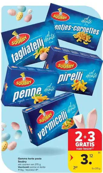 Carrefour Gamma korte pasta Soubry aanbieding