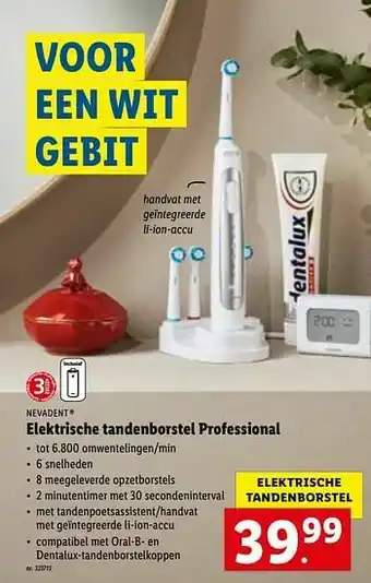 Lidl Nevadent elektrische tandenborstel professional aanbieding