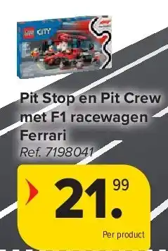 Carrefour Pit Stop en Pit Crew met F1 racewagen Ferrari aanbieding