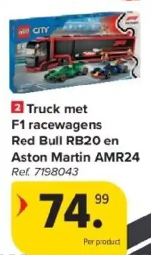 Carrefour Truck met F1 racewagens Red Bull RB20 en Aston Martin AMR24 aanbieding