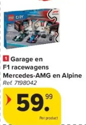 Carrefour 1 Garage en F1 racewagens Mercedes-AMG en Alpine aanbieding