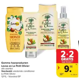 Carrefour Gamma haarproducten Lovea en Le Petit Olivier aanbieding