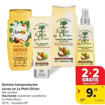 Carrefour Gamma haarproducten lovea en le petit olivier aanbieding