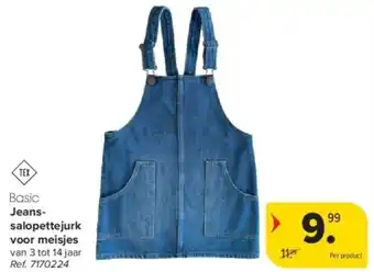 Carrefour Jeanssalopettejurk voor meisjes aanbieding