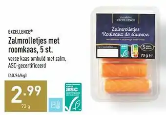 ALDI Zalmrolletjes met roomkaas aanbieding