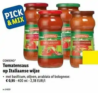 Lidl Tomatensaus op italiaanse wijze aanbieding