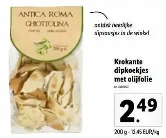 Lidl Krokante dipkoekjes met olijfolie aanbieding