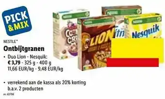 Lidl Ontbijtgranen duo lion - nesquik aanbieding