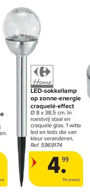 Carrefour LED-sokkellamp op zonne-energie craquelé-effect aanbieding