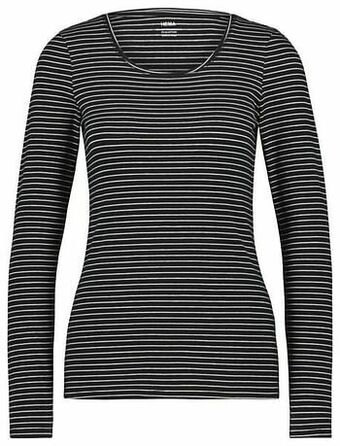 HEMA Dames T-shirt Strepen Zwart/wit (zwart/wit)