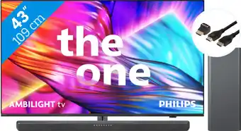 Coolblue Philips The One 43PUS8909 - Ambilight (2024) + Soundbar + Hdmi kabel aanbieding