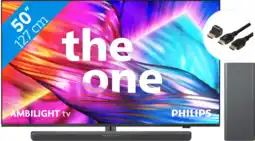 Coolblue Philips The One 50PUS8909 - Ambilight (2024) + Soundbar + Hdmi kabel aanbieding