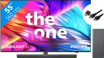 Coolblue Philips The One 55PUS8909 - Ambilight (2024) + Soundbar + Hdmi kabel aanbieding