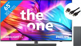 Coolblue Philips The One 65PUS8909 - Ambilight (2024) + Barre de Son + Câble HDMI aanbieding