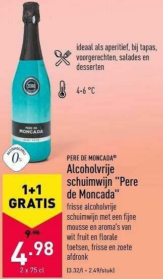 ALDI Alcoholvrije schuimwijn pere de moncada aanbieding