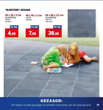 Hubo BLUESTONE” GEZAAGD 30 x 30 x 2 cm aanbieding