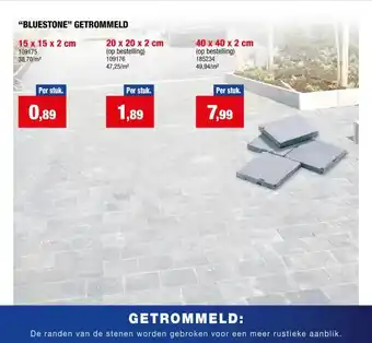 Hubo BLUESTONE GETROMMELD 15 x 15 x 2 cm aanbieding