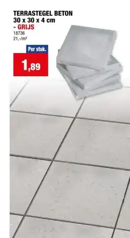 Hubo TERRASTEGEL BETON 30 x 30 x 4 cm - GRIJS aanbieding