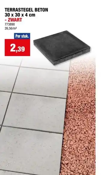 Hubo TERRASTEGEL BETON 30 x 30 x 4 cm - ZWART aanbieding