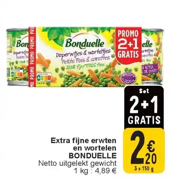 Cora Extra fijne erwten en wortelen BONDUELLE aanbieding