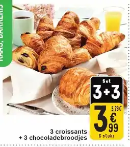 Cora 3 croissants + 3 chocoladebroodjes aanbieding