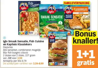 Albert Heijn Iglo Smaak Sensatie, Fish Cuisine en Kapitein Klassiekers aanbieding