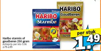 Albert Heijn Haribo starmix of goudberen 250 gram aanbieding