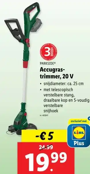 Lidl Accugras- trimmer, 20 V aanbieding