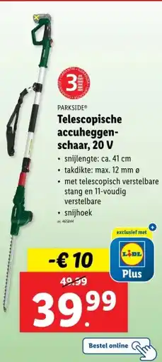 Lidl Telescopische accuheggen- schaar, 20 V aanbieding