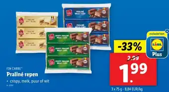 Lidl Praliné repen ⚫ crispy, melk, puur of wit aanbieding