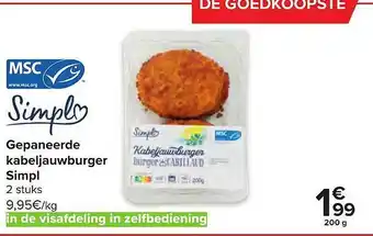 Carrefour Market Gepaneerde Kabeljauwburger Simpl aanbieding
