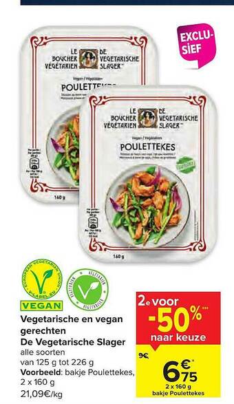 Carrefour Vegetarische En Vegan Gerechten De Vegetarische Slager aanbieding