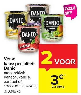 Carrefour Verse Kaasspecialiteit Danio aanbieding