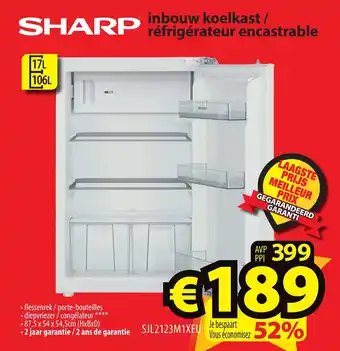 Sharp inbouw koelkast/refrigerateur encastrable