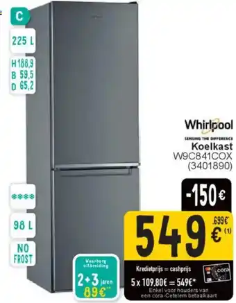 Cora Whirlpool koelkast W9C841COX aanbieding